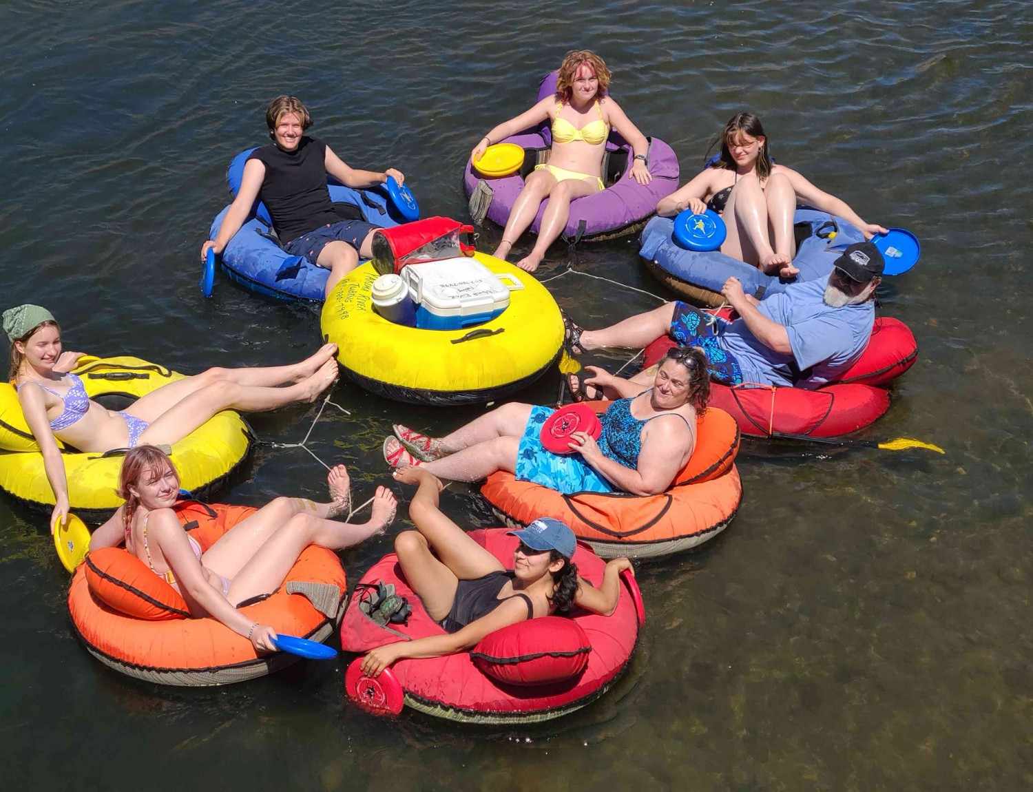 Family and friends tubing trip down Yakima River Canyon